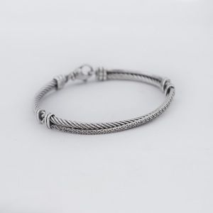 DAVID YURMAN 925 Silver Diamond Crossover Link Bracelet